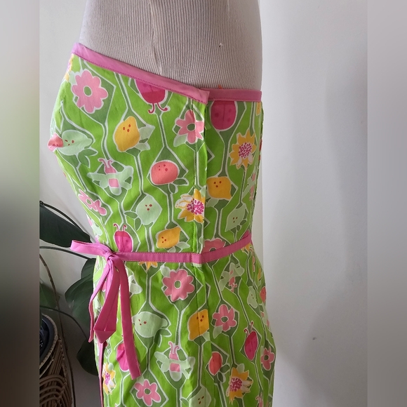 Lily Pulitzer Lime Green & Pink Ladybugs Fruit Geometric Print Strapless Dress 4 - Picture 9 of 17